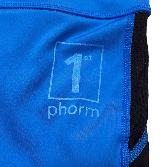 1st Phorm Royal Blue & Black Colorblock Mesh Cutout Leggings Tights size XS - Picture 2 of 5